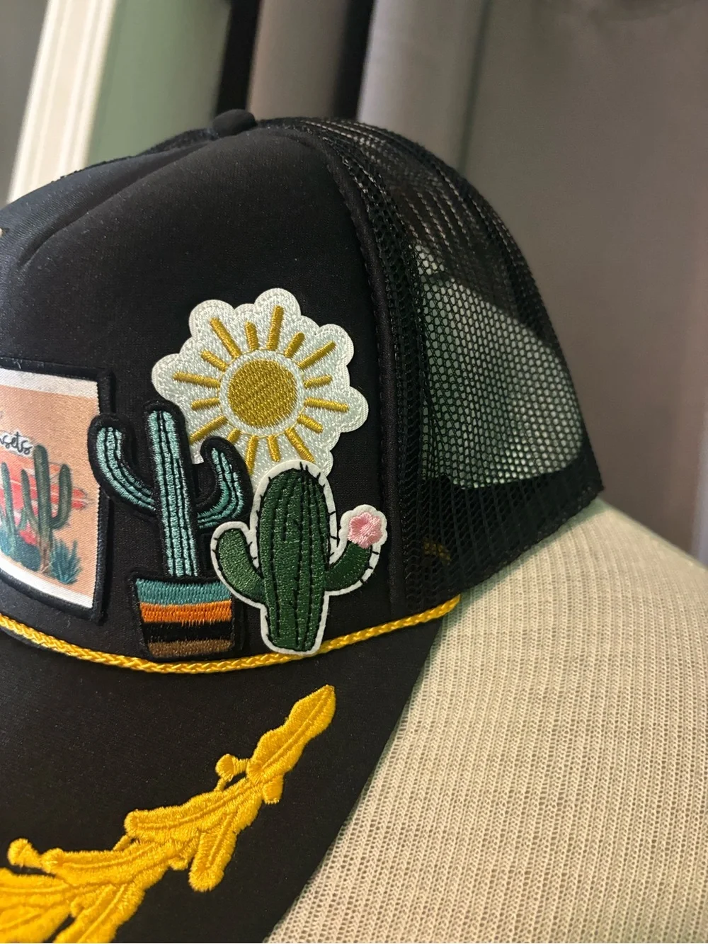 Kids Black and Yellow Desert Patch Trucker Hat